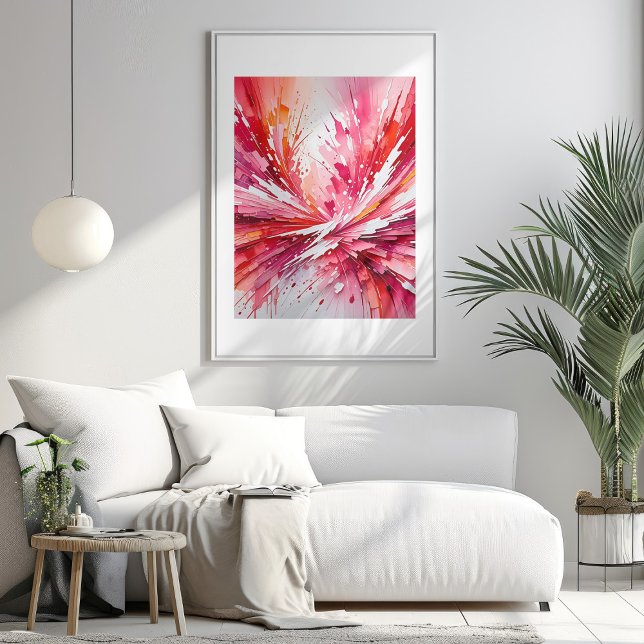 Rosa Fantasy Abstrakt Akrylkonst Affisch (Pink Fantasy Abstract Acrylic Art Poster Mockup 1)