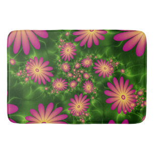 Rosa Fantasy Flowers Modern Abstrakt Fractal Art Badrumsmatta
