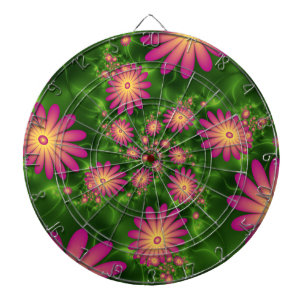 Rosa Fantasy Flowers Modern Abstrakt Fractal Art Darttavla