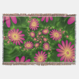 Rosa Fantasy Flowers Modern Abstrakt Fractal Art Filt
