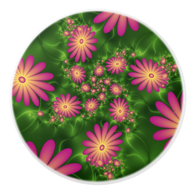 Rosa Fantasy Flowers Modern Abstrakt Fractal Art Knopp (Framsidan)