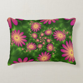 Rosa Fantasy Flowers Modern Abstrakt Fractal Art Prydnadskudde