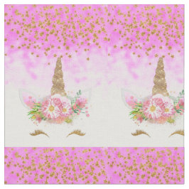 Rosa Fantasy och Golden Stars Unicorn Tyg