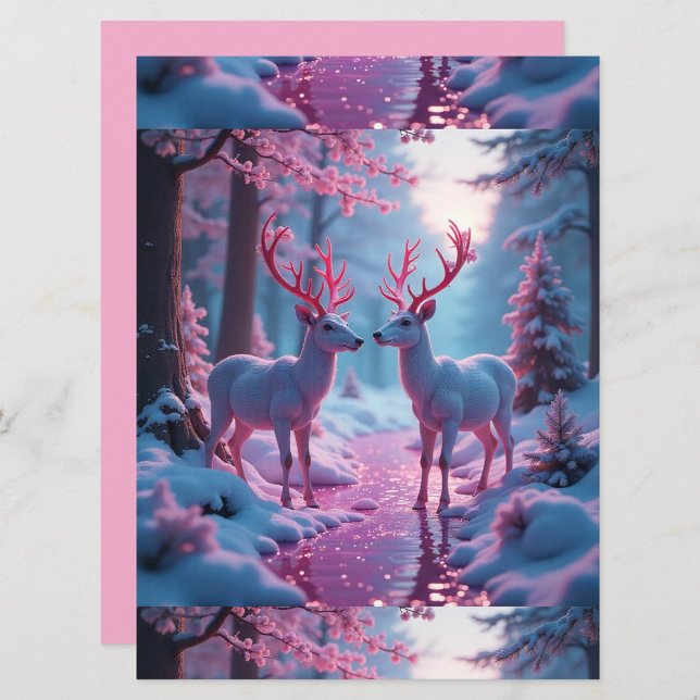 Rosa Fantasy Reindeers (Stand out with custom flat cards, turn this flat card into anything imaginable.)