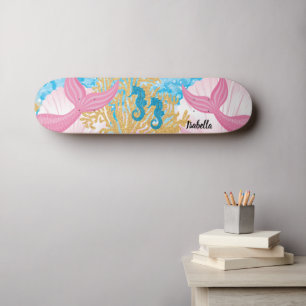 Rosa Fantasy Sjöjungfru Life Mini Skateboard Bräda 18,5 Cm