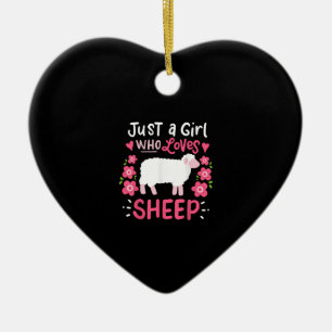 Rosa Får Bara en flicka som Kärlek får gåva Julgransprydnad Keramik