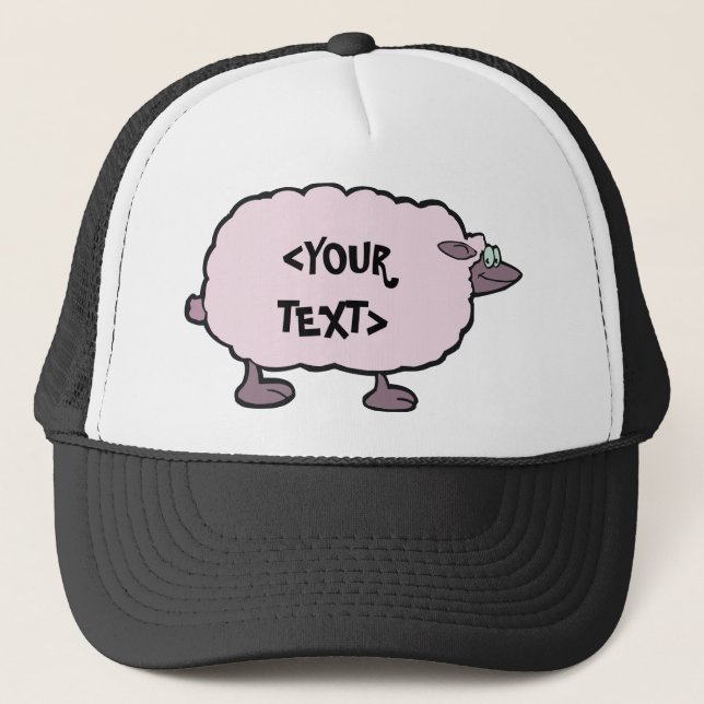 Rosa får, <YOUR TEXT> Truckerkeps (Framsida)