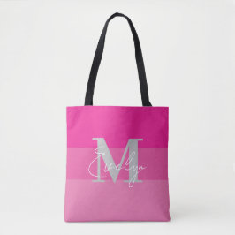 Rosa Färg Block Monogram Namn Tygkasse