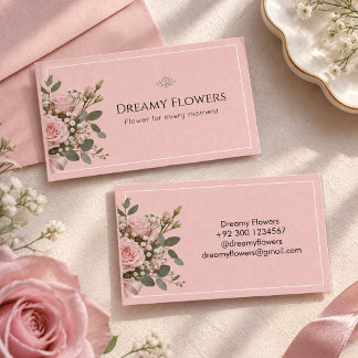 Rosa färg estetiskt blomföretag visitkort