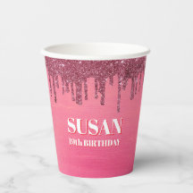 Rosa färg falskt glitter födelsedag