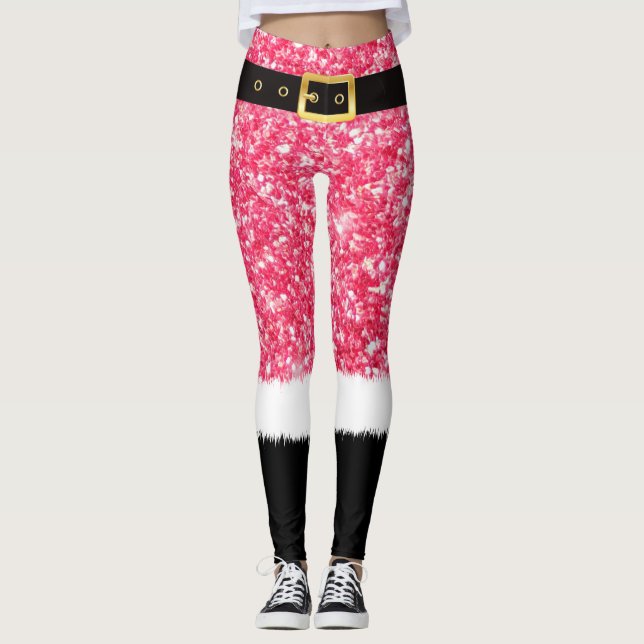 Rosa Färg jul Jultomten Costumes Leggings (Framsida)