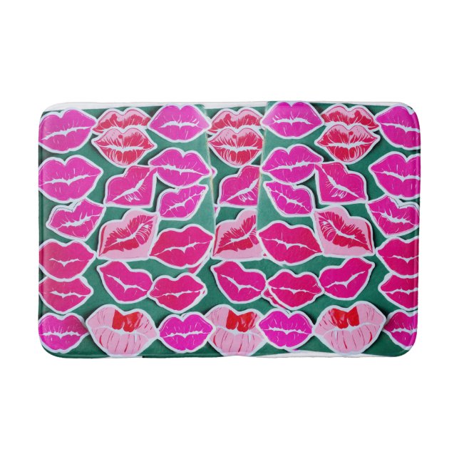 Rosa färg läppar 👄 utformning Bath Mat Badrumsmatta (Framsidan)