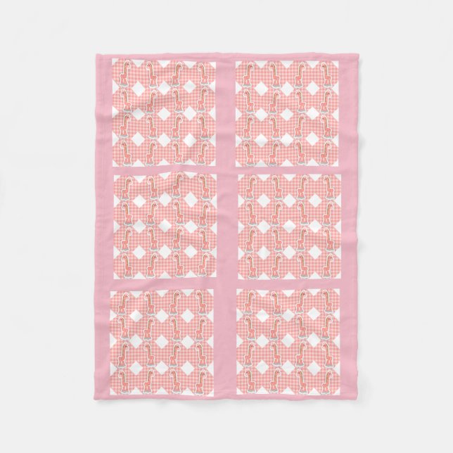 Rosa Färg Quilt Giraffes Design Fleece Blanket (Framsidan)