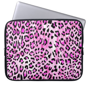 rosa färg, sömlös leopard mönster / il laptop fodral