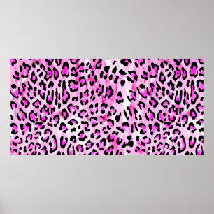 rosa färg, sömlös leopard mönster / il poster
