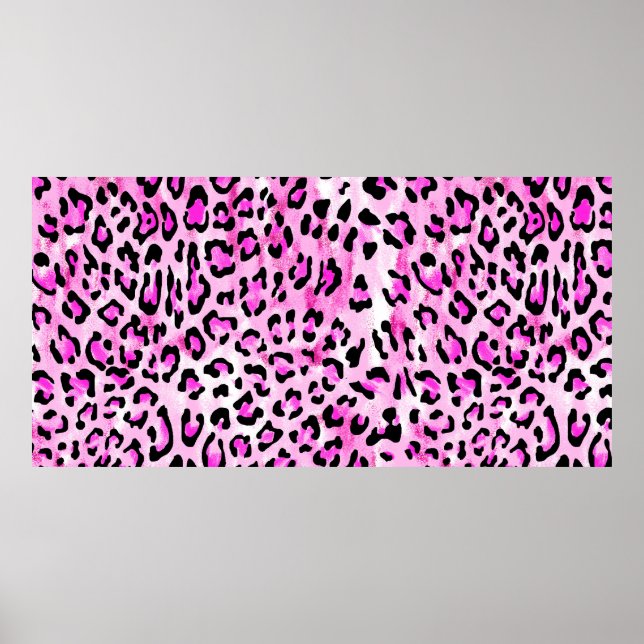 rosa färg, sömlös leopard mönster / il poster (Framsidan)