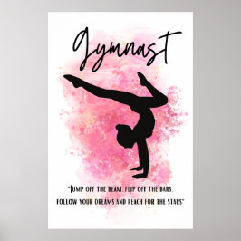 Rosa Färg Stänk Gymnast Poster