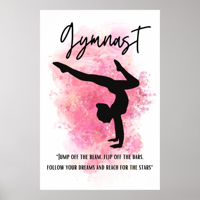 Rosa Färg Stänk Gymnast Poster (Framsidan)