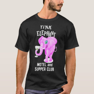 Rosa Färgad Elephant with Martini Glass T Shirt
