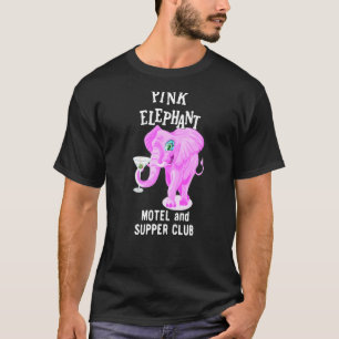 Rosa Färgad Elephant with Martini Glass T Shirt