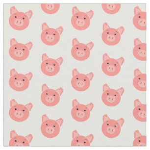 Rosa Färgad Fabric med Cute Grisar Ansikte Mönst Tyg