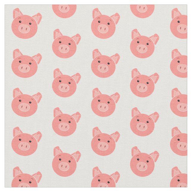Rosa Färgad Fabric med Cute Grisar Ansikte Mönster Tyg (Närbild)