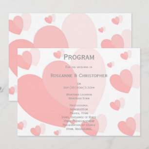 Rosa Färgad Hjärtar Design Bröllop Program