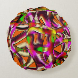 Rosa, färgade, snodda klipp och skrapade repor rund kudde