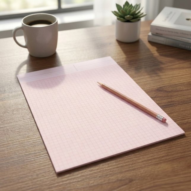 Rosa färgat millimeterpapper (matematik & teknik)  anteckningsblock (aesthetic pink graph paper sheets, Pink grid paper for drawing)