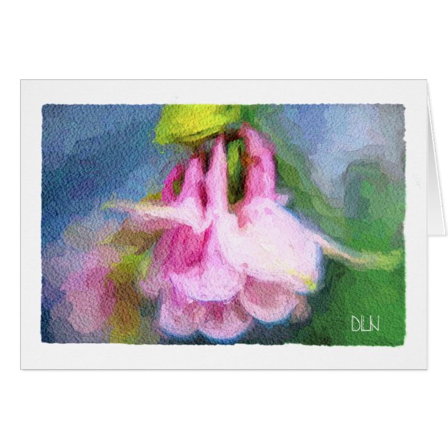 Rosa, färgbild/Blommigt/vattenfärgsutseende OBS Kort (Framsidan Horizontal)
