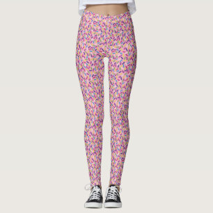 Rosa Färgfyllda godis Sprinkler Leggings