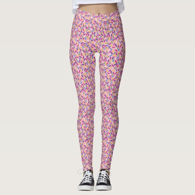 Rosa Färgfyllda godis Sprinkler Leggings (Framsida)