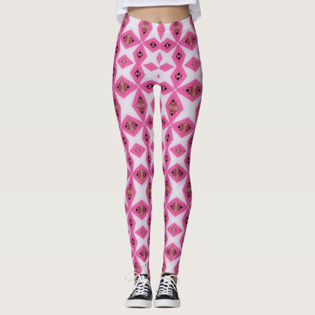 rosa färglös abstrakt leggings (Framsida)