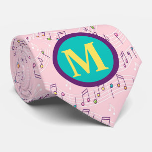 Rosa färglös musiknot mönster musiker monogram slips