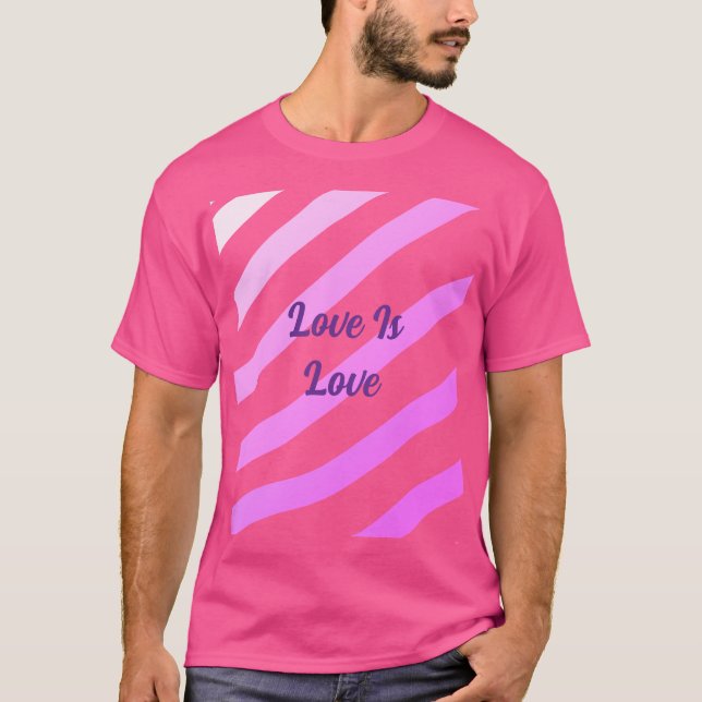 Rosa färglös rand pastel kärlek är kärlek pride t shirt (Framsida)