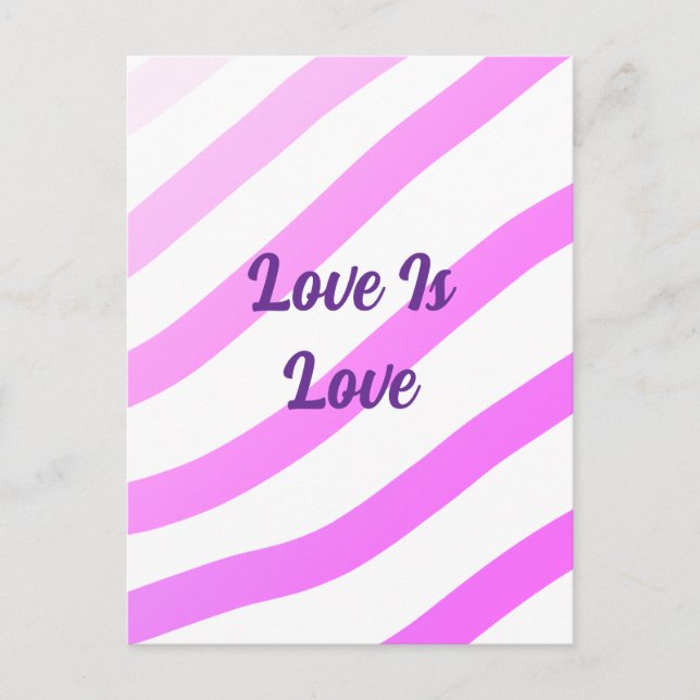 Rosa färglös rand pastel kärlek är kärlek pride vykort (Framsida)