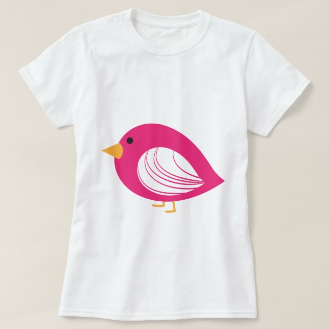 Rosa färglösa fåglar T-Shirt (Design framsida)