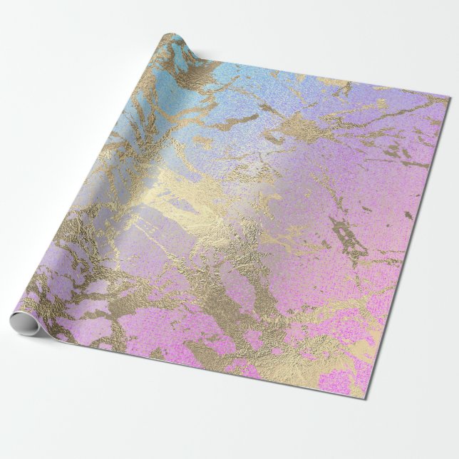 Rosa  färgning Ombre Rosa Guld Marble Shiny Presentpapper (Utrullad)