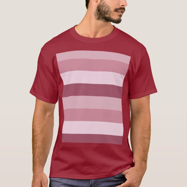 Rosa färgtoner randigt mönster  t shirt (Framsida)