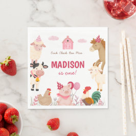 Rosa Farm Animal Barn ThLED Födelsedagsfest Pappersservett