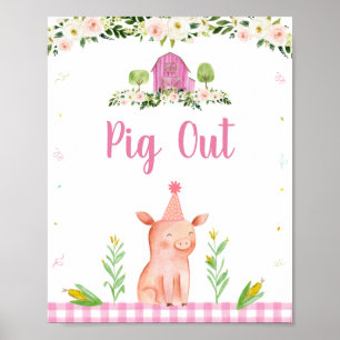 Rosa Farm Animal Gris Out Birthday Food Sign Poster
