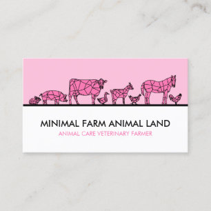 Rosa Farm Anka Cow Goat Donkey Chicken Gris Visitkort