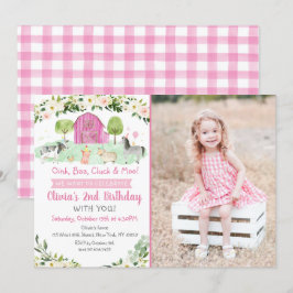 Rosa Farm Birthday Inbjudningar