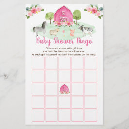 Rosa Farm Blommigt Baby Shower Bingo Game