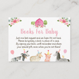 Rosa Farm Blommigt Baby Shower Bok Request Tilläggskort
