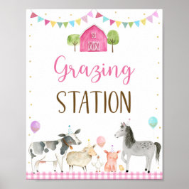 Rosa Farm Grasing Station Birthday-tecken Poster