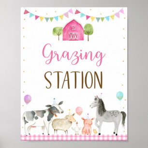 Rosa Farm Grasing Station Birthday-tecken Poster