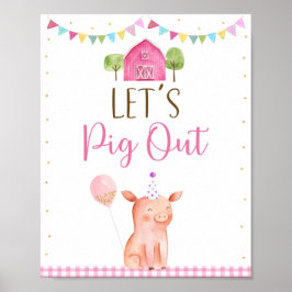 Rosa Farm Gris Utfödelsedag Livsmedelsmärke Poster