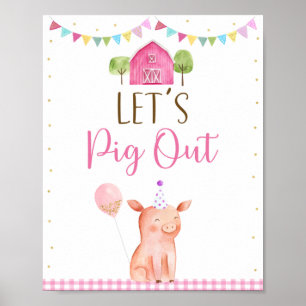 Rosa Farm Gris Utfödelsedag Livsmedelsmärke Poster