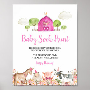 Rosa Farm House Animals Barnyard Baby Sock Hunt Poster
